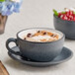 Acopa Embers 10 oz. Midnight Blue Matte Stoneware Cup - Sample