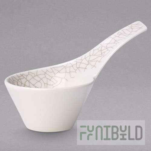 Villeroy & Boch 16-4022-3933 Amarah 2 oz. Terra Porcelain Dip Bowl with Handle - 4/Case