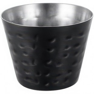 American Metalcraft 2.5 oz. Round Hammered Black Stainless Steel Sauce Cup HAMSCB - 12/Case