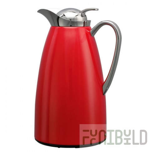 Service Ideas Classy 33.8 oz. Red Powder-Coated Stainless Steel Insulated Coffee Carafe / Server with Push-Button Lid CJZS1RED