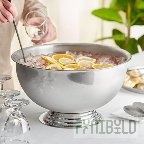 Choice 14 Qt. Stainless Steel Punch Bowl with Mirror Finish