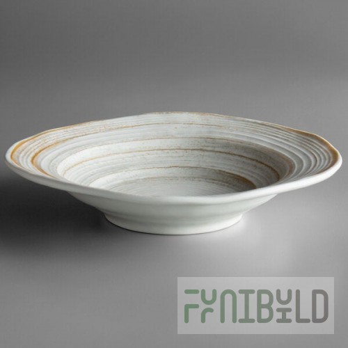 Elite Global Solutions DB11ST-OWD Della Terra Melamine Stoneware 22 oz. Off White Irregular Round Bowl - 6/Case