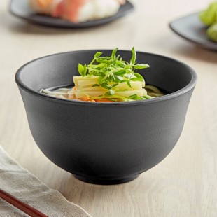 GET B-150-BK Nara 14 oz. Black Matte Round Melamine Bowl - 12/Case