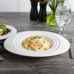 Bon Chef 1000016P Concentrics 16 oz. White Porcelain Oval Pasta Bowl - 12/Pack