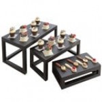 American Metalcraft AWR10 3-Piece Black Wood Open Frame Riser Set American Metalcraft AWR10 3-Piece Black Wood Open Frame Riser Set