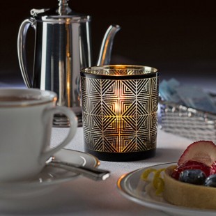 Hollowick 5120 Sussex Black and Gold Geometric Glass Votive Hollowick 5120 Sussex Black and Gold Geometric Glass Votive