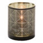 Hollowick 5120 Sussex Black and Gold Geometric Glass Votive