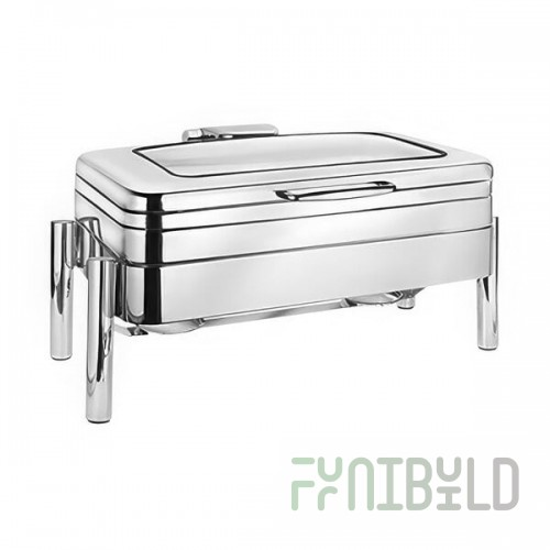 Eastern Tabletop Jazz Rock 8 Qt. Induction / Traditional Chafer with Stand and Glass Cover 3995GPL