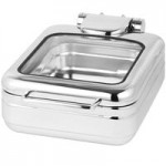 Eastern Tabletop Jazz Rock 8 Qt. Induction / Traditional Chafer with Stand and Glass Cover 3995GPL