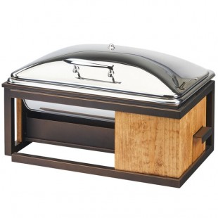 Cal-Mil 3907-84 Sierra Bronze Metal and Rustic Pine Full Size Chafer with Lid - 22
