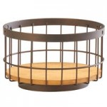 Cal-Mil 3907-84 Sierra Bronze Metal and Rustic Pine Full Size Chafer with Lid - 22 Cal-Mil 3907-84 Sierra Bronze Metal and Rustic Pine Full Size Chafer with Lid - 22
