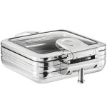 Acopa Manchester 6 Qt. 2/3 Size Stainless Steel Induction Chafer with Glass Top and Soft Close Lid