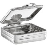 Acopa Manchester 6 Qt. 2/3 Size Stainless Steel Induction Chafer with Glass Top and Soft Close Lid