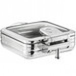 Acopa Manchester 6 Qt. 2/3 Size Stainless Steel Induction Chafer with Glass Top and Soft Close Lid
