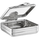 Acopa Manchester 6 Qt. 2/3 Size Stainless Steel Induction Chafer with Glass Top and Soft Close Lid