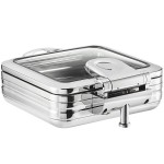 Acopa Manchester 6 Qt. 2/3 Size Stainless Steel Induction Chafer with Glass Top and Soft Close Lid