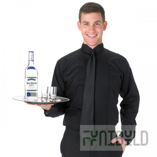Henry Segal Unisex Customizable Black Tuxedo Shirt with Wing Tip Collar - L