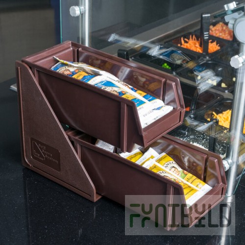 Vollrath 4841-01 Traex® Brown Self-Serve Condiment Bin Stand Set with 2-Tier Stand and 11 1/4
