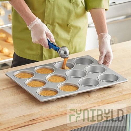 Baker's Lane 12 Cup 6.2 oz. Glazed Aluminized Steel Jumbo Muffin / Cupcake Pan - 18