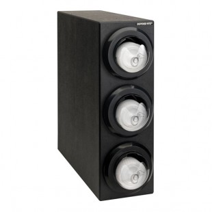 Dispense-Rite Black Polystyrene 3-Section Countertop Lid Dispensing Cabinet LID2-S1-3BT