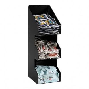 Dispense-Rite Black Polystyrene 3-Section Vertical Countertop Condiment and Lid Organizer VCO-3