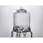 Acopa 5 Gallon Hammered Glass Beverage Dispenser with Metal Stand and Chalkboard Sign