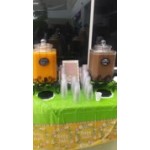 Acopa 5 Gallon Hammered Glass Beverage Dispenser with Metal Stand and Chalkboard Sign