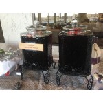 Acopa 5 Gallon Hammered Glass Beverage Dispenser with Metal Stand and Chalkboard Sign