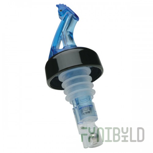 Precision Pours 12 BL C/F 0.5 oz. Ocean Blue Measured Liquor Pourer with Collar and Fliptop - 12/Pack