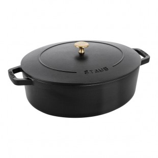 Staub 6.25 Qt. Black Enameled Cast Iron Oval Dutch Oven 1027848 Staub 6.25 Qt. Black Enameled Cast Iron Oval Dutch Oven 1027848