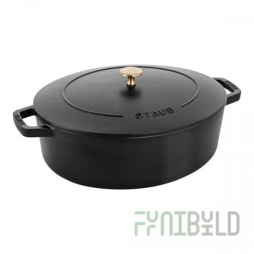 Staub 6.25 Qt. Black Enameled Cast Iron Oval Dutch Oven 1027848
