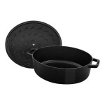 Staub 6.25 Qt. Black Enameled Cast Iron Oval Dutch Oven 1027848 Staub 6.25 Qt. Black Enameled Cast Iron Oval Dutch Oven 1027848