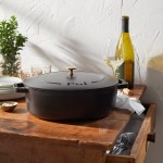 Staub 6.25 Qt. Black Enameled Cast Iron Oval Dutch Oven 1027848 Staub 6.25 Qt. Black Enameled Cast Iron Oval Dutch Oven 1027848