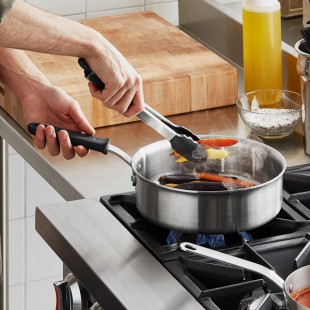 Vollrath Tribute 3 Qt. Tri-Ply Stainless Steel Saute Pan with Black Silicone Handle 702130