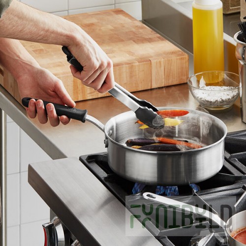 Vollrath Tribute 3 Qt. Tri-Ply Stainless Steel Saute Pan with Black Silicone Handle 702130
