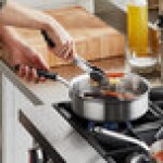 Vollrath Tribute 3 Qt. Tri-Ply Stainless Steel Saute Pan with Black Silicone Handle 702130