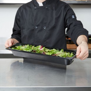 Cambro 22LPCW110 Camwear® 1/2 Size Long Black Polycarbonate Food Pan - 2 1/2 Cambro 22LPCW110 Camwear® 1/2 Size Long Black Polycarbonate Food Pan - 2 1/2