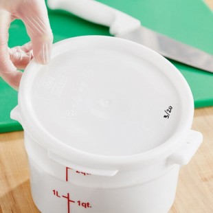 Choice 2 and 4 Qt. White Round Polypropylene Food Storage Container Lid
