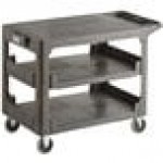 Lavex Large Black 3-Shelf Utility Cart with Flat Top and Built-In Tool Compartment - 44 Lavex Large Black 3-Shelf Utility Cart with Flat Top and Built-In Tool Compartment - 44