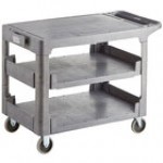 Lavex Large Black 3-Shelf Utility Cart with Flat Top and Built-In Tool Compartment - 44 Lavex Large Black 3-Shelf Utility Cart with Flat Top and Built-In Tool Compartment - 44
