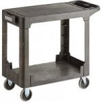 Lavex Large Black 3-Shelf Utility Cart with Flat Top and Built-In Tool Compartment - 44 Lavex Large Black 3-Shelf Utility Cart with Flat Top and Built-In Tool Compartment - 44
