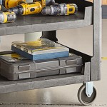 Lavex Large Black 3-Shelf Utility Cart with Flat Top and Built-In Tool Compartment - 44 Lavex Large Black 3-Shelf Utility Cart with Flat Top and Built-In Tool Compartment - 44