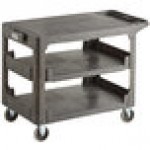 Lavex Large Black 3-Shelf Utility Cart with Flat Top and Built-In Tool Compartment - 44 Lavex Large Black 3-Shelf Utility Cart with Flat Top and Built-In Tool Compartment - 44