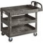Lavex Large Black 3-Shelf Utility Cart with Flat Top and Built-In Tool Compartment - 44 Lavex Large Black 3-Shelf Utility Cart with Flat Top and Built-In Tool Compartment - 44