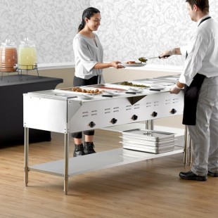 Avantco STE-5S Five Pan Open Well Electric Steam Table with Undershelf - 208/240V, 3750W