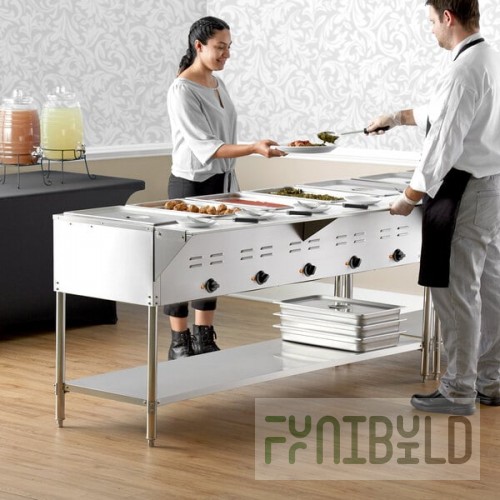 Avantco STE-5S Five Pan Open Well Electric Steam Table with Undershelf - 208/240V, 3750W