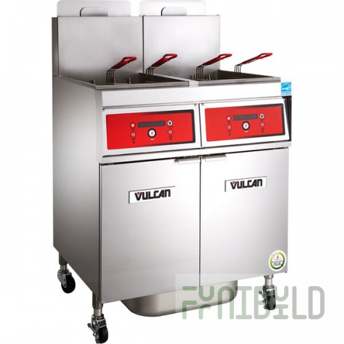Vulcan 2TR65DF-2 PowerFry3 Liquid Propane 130-140 lb. 2 Unit Floor Fryer System with Digital Controls and KleenScreen Filtration - 160,000 BTU
