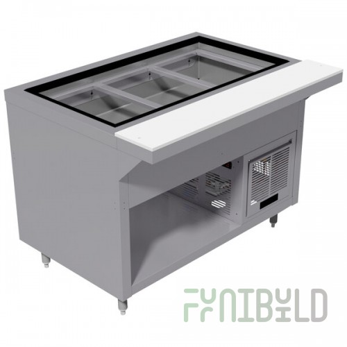 Advance Tabco HDRCP-4-BS Stainless Steel Heavy-Duty Four Well Refrigerated Cold Table with Enclosed Base