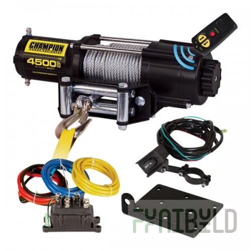 Champion Power Equipment ATV / UTV 12V DC Electric Winch Kit with Wireless Remote Control and 38' Galvanized Steel Aircraft Cable 14560 - 4,500 lb. Capacity
