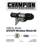 Champion Power Equipment ATV / UTV 12V DC Electric Winch Kit with Wireless Remote Control and 38' Galvanized Steel Aircraft Cable 14560 - 4,500 lb. Capacity